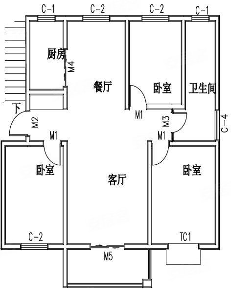 天鸿世纪城多层公摊低东边户三室两厅飞机户型落地窗大阳台精装