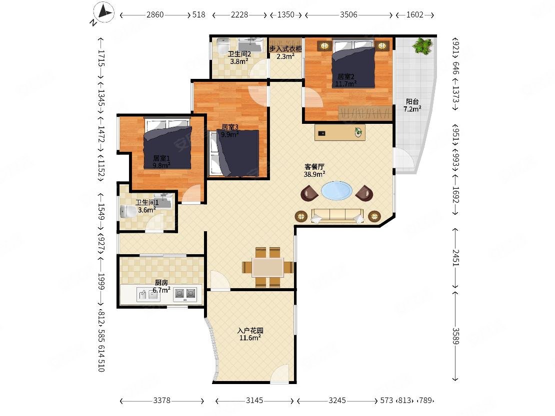 广博星海华庭3室2厅2卫119.74㎡南北0万
