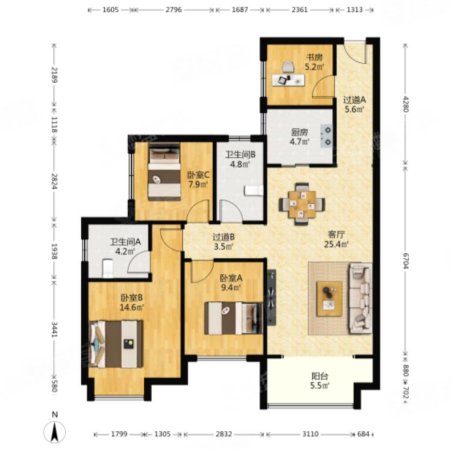 天琴湾4室2卫,满二,精装,双地铁口,看房联系金地物业租售
