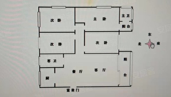国龙大厦小北地铁口 精装四房2卫 配套齐全  温馨舒适  户型方正出租