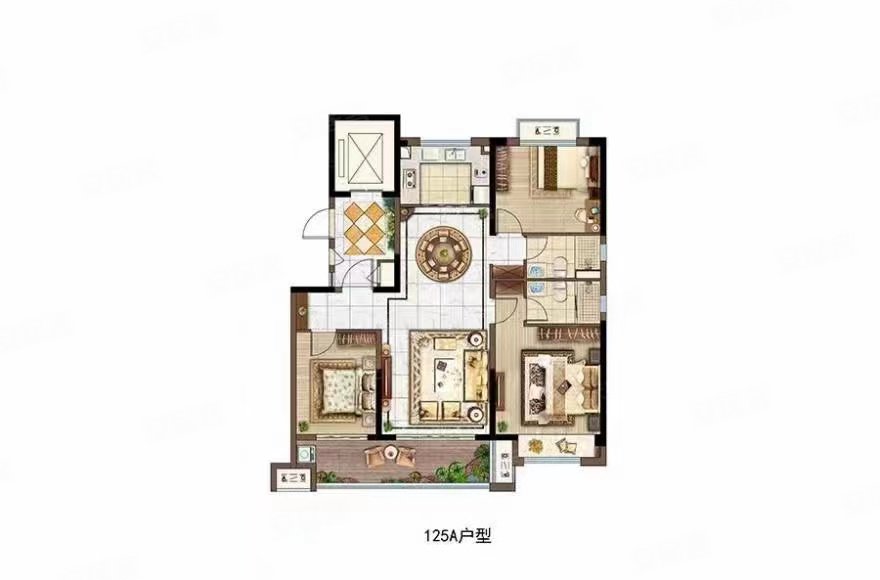 中南御锦城3室2厅2卫119.59㎡南北175万