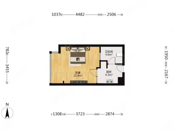 海晟名苑(北区)1室0厅1卫46㎡西430万