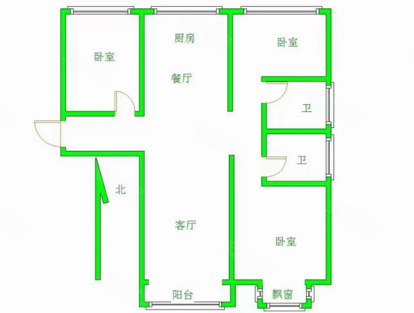 天成花园(A区)3室2厅2卫117㎡南北80万