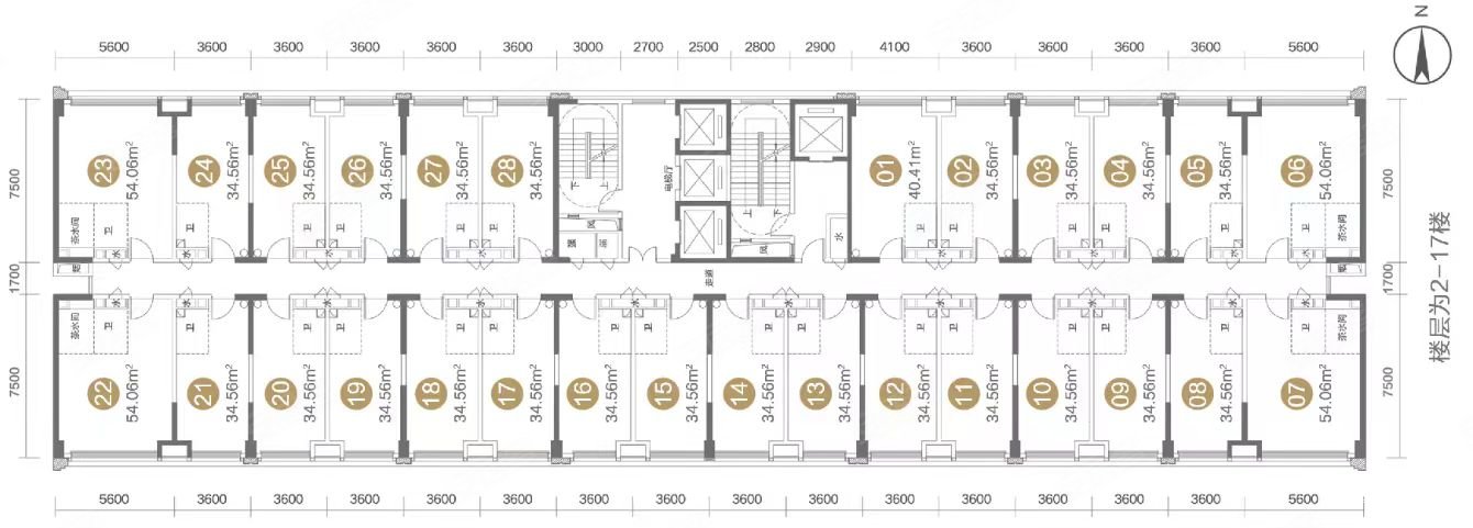 金科美的集美花园1室2厅1卫34.56㎡南北15.8万