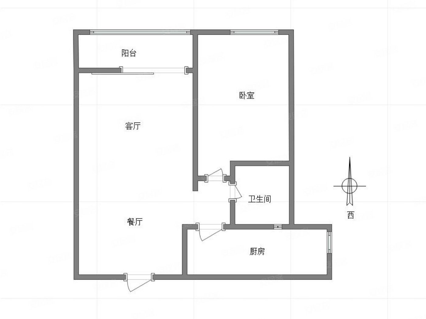 万达广场锋邸1室2厅1卫55㎡西65万