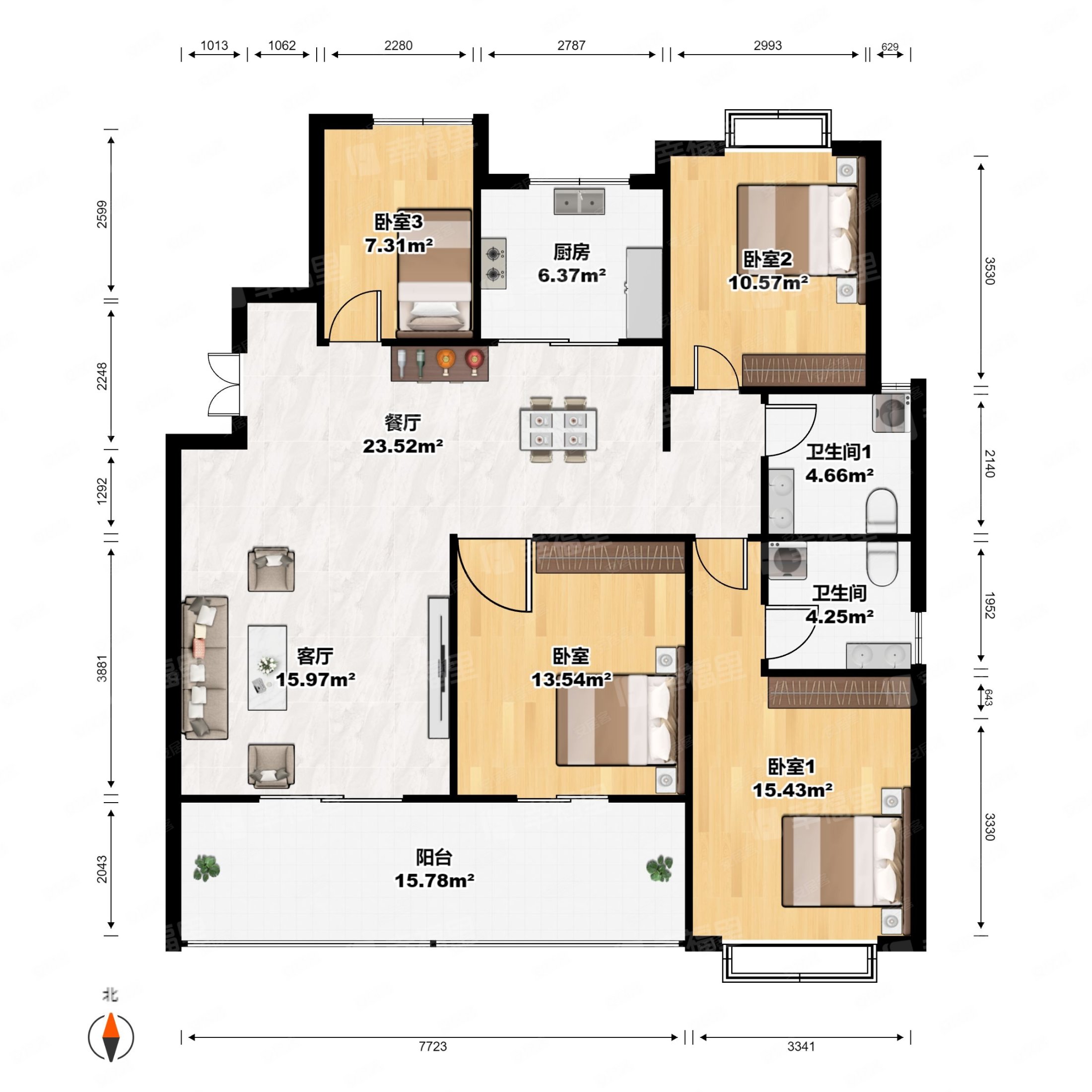 中庚城三期上峰4室2厅2卫130.99㎡南北432万