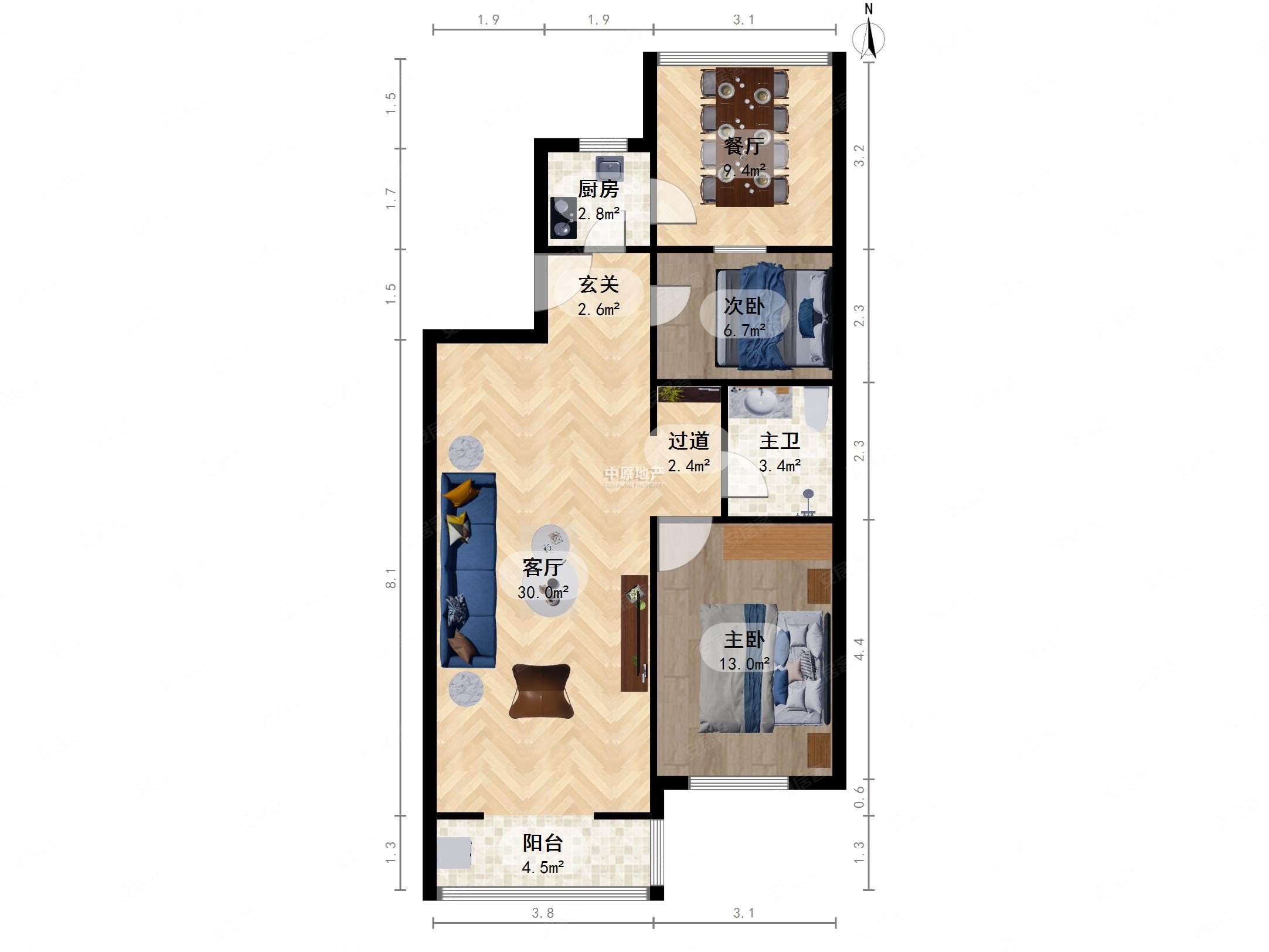 必看好房林新公寓南北h户型诚意卖采光无遮挡布局合理