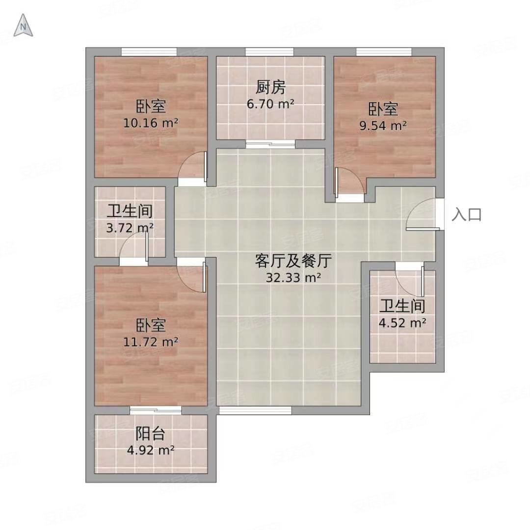 紫御蘭庭3室2厅2卫126.77㎡南北117万