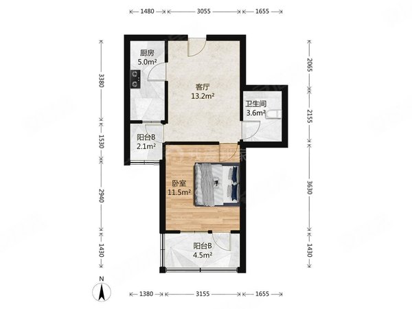 北京朝阳和平街和平街十五区(2号院)13号线光熙门地铁，和平街十五区2号院电梯1室1厅，融中心，出租房源真实图片