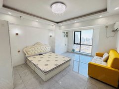 万达广场灰色系现代装修全新家具南向可长租可短租可月付大床
