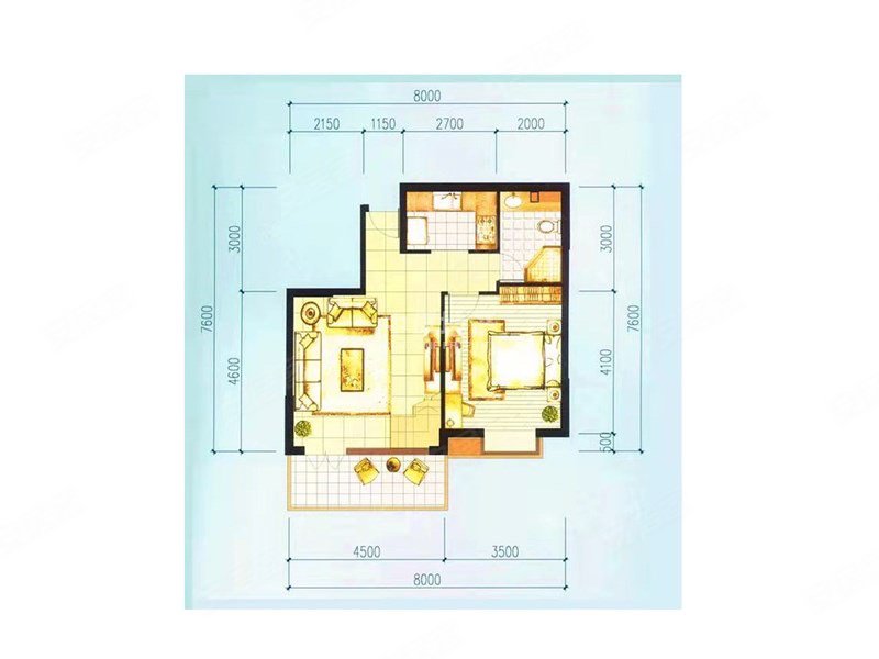万城华府 龙园新出南向一居室 正对小区