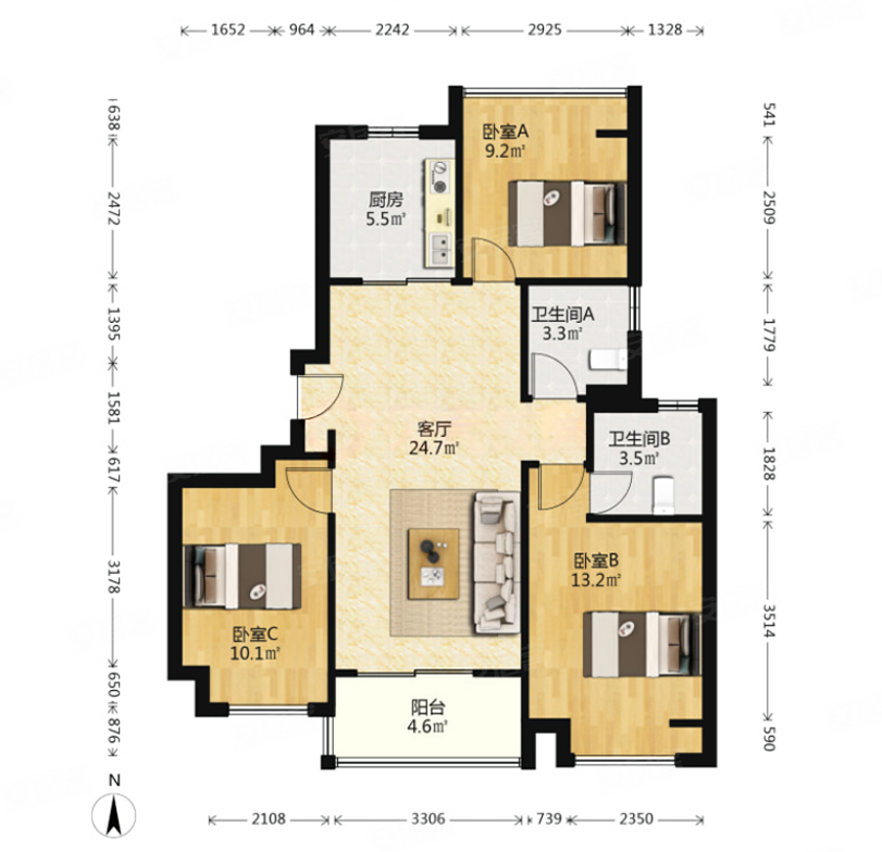 南北通透精装修满二电梯房楼层好视野无遮挡