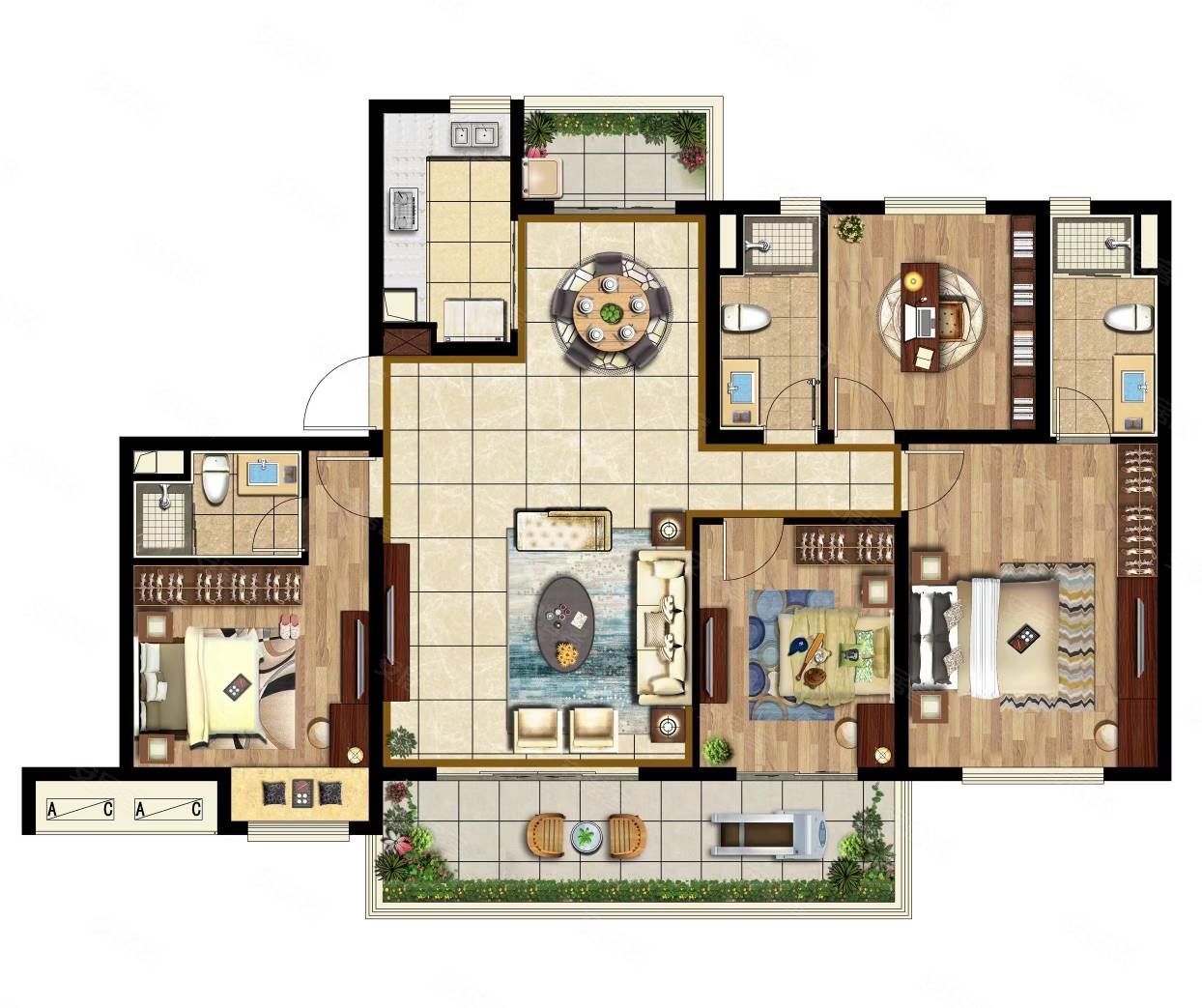 银城万科苏河湾4室2厅2卫162㎡南430万