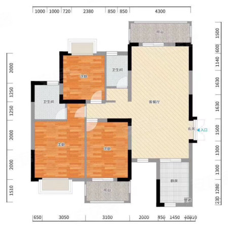 鑫成君泰3室2厅2卫140㎡南北71万