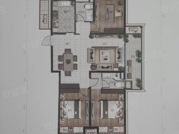 金华东阳横店横店南江府南江府3房,豪华装修,带地暖,落地窗,随时看房,找我优惠出租房源真实图片