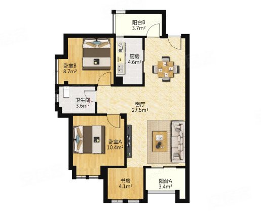 傲城装修小套三满五中低楼层东南向对中庭