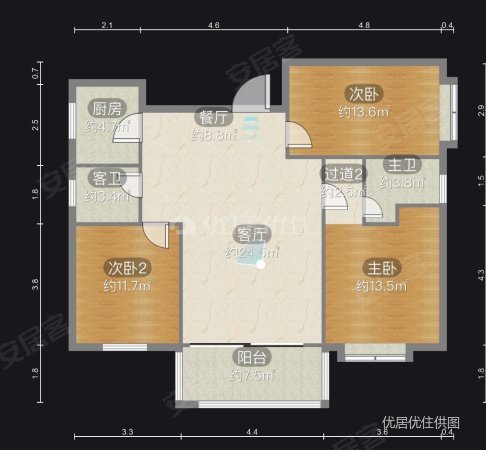 渔龙半湾3室2厅2卫118.05㎡南北80万