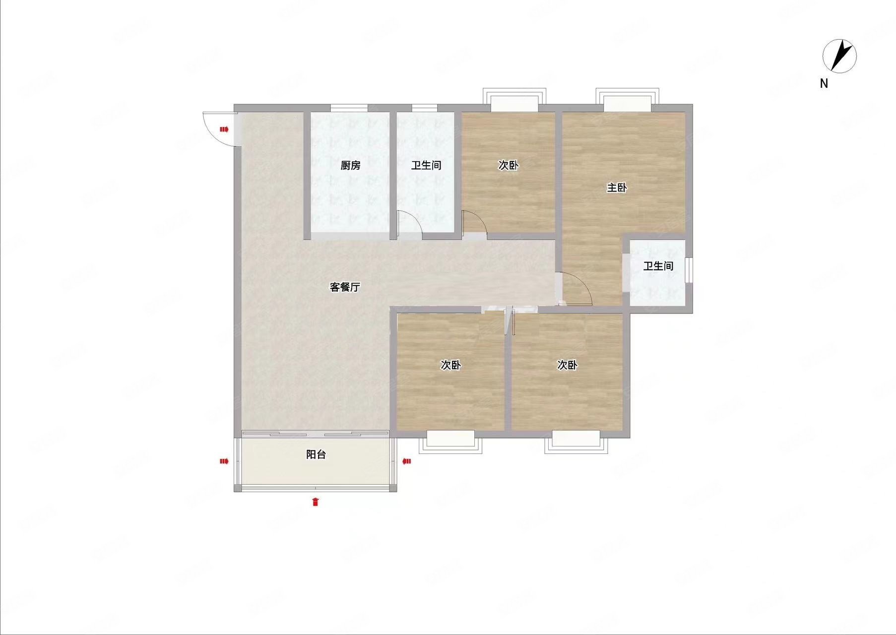 建发鼎华北大珑廷4室2厅2卫111.51㎡南北118万