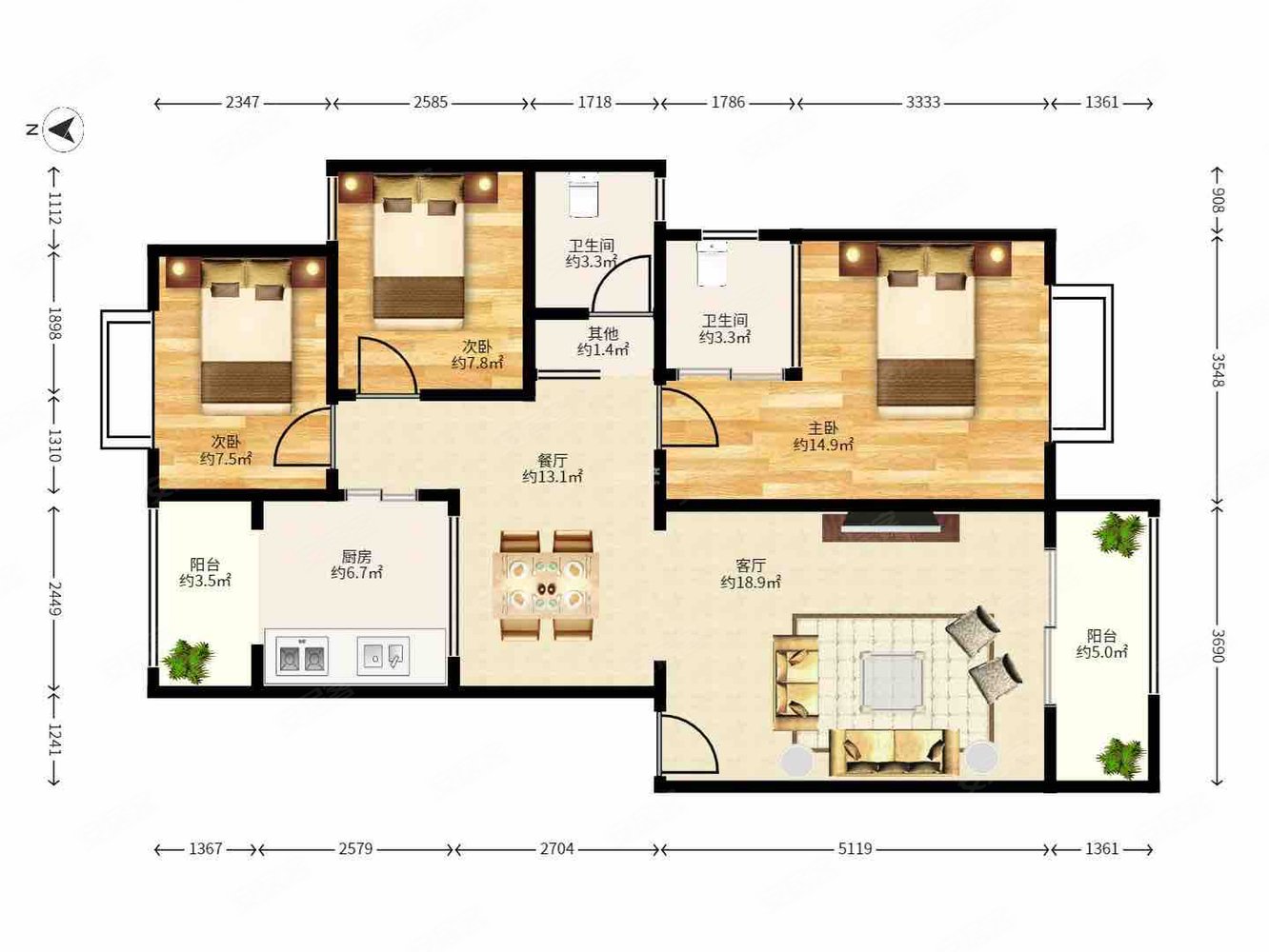 海月花园 95平米三房 诚心出售 价格好谈 看房方便