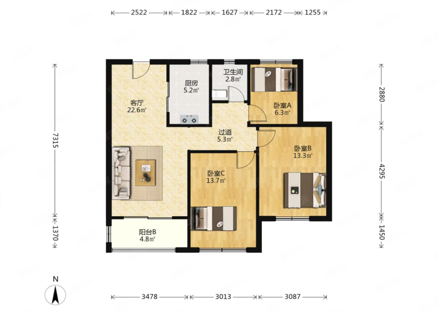 急卖观湖壹号小三居拎包入住288万南北通透看房方便