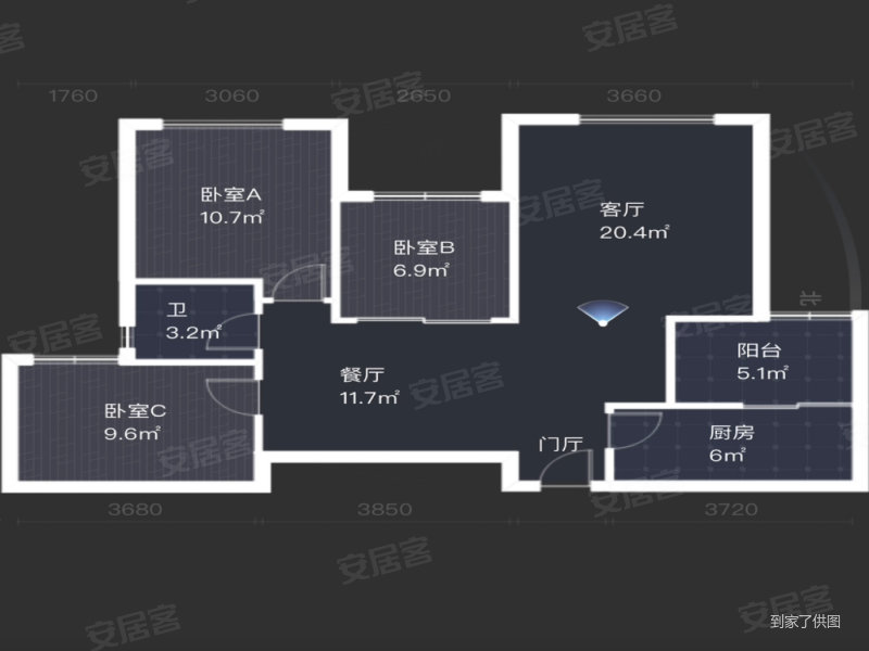 华润二十四城1期3室2厅1卫89.83㎡南186.8万