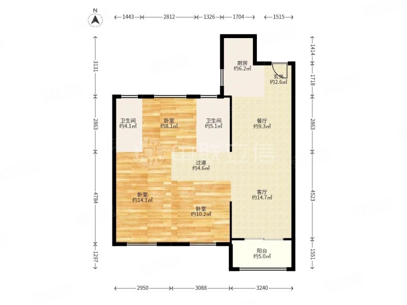 国贸凤凰原3室2厅2卫106㎡南北158万