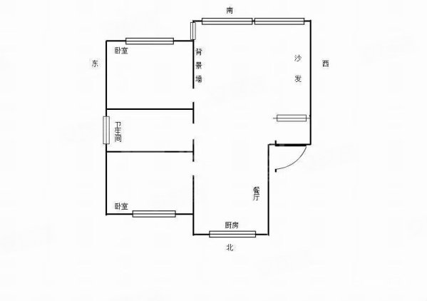 宗裕城C区1室2厅1卫67㎡南北34.8万