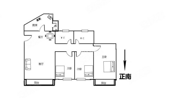 三正半山豪苑3室2厅2卫114.39㎡南300万