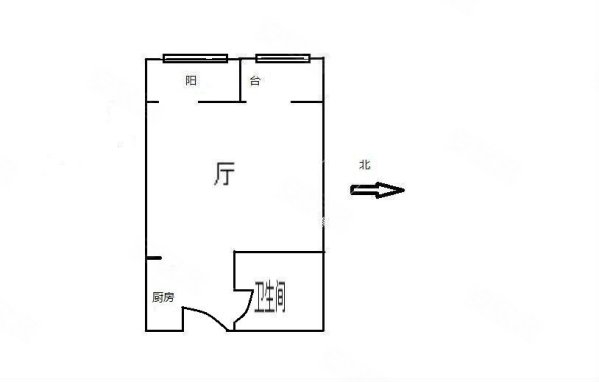 卓越SOHO俊园1室1厅1卫47.92㎡东48万