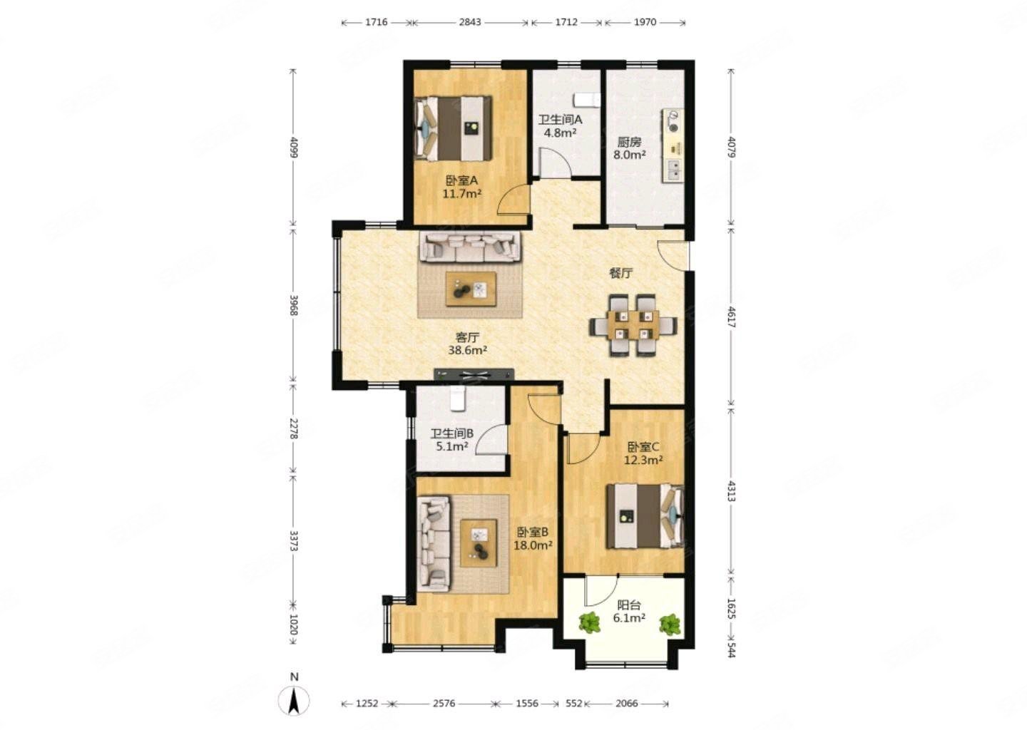 金茂湾二期精装三室 双南卧西厅 270海景 高层采光视野好