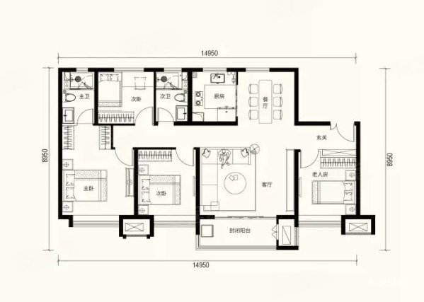 万达观澜4室2厅2卫147㎡南北155万