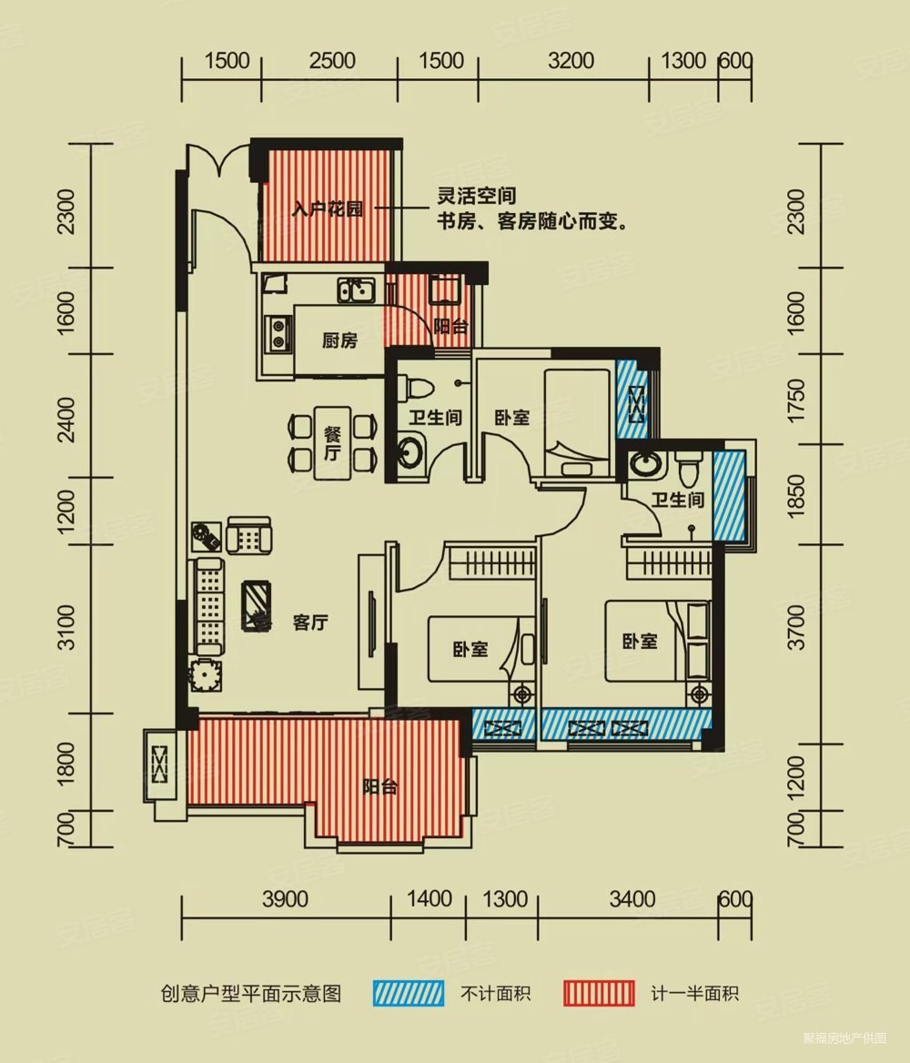 金裕碧水湾3室2厅1卫104.8㎡南北145万