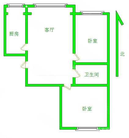 河畔丽景2室2厅1卫83㎡南北36万