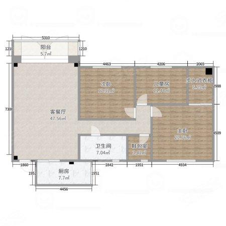 世纪园小区2室2厅1卫87.73㎡南北31万