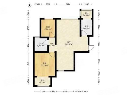 新天地美域19区2室2厅1卫92㎡南北79.9万