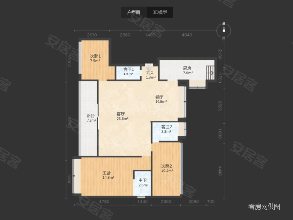 南园晗山悦海城(公寓住宅)3室2厅3卫183㎡南北1710万