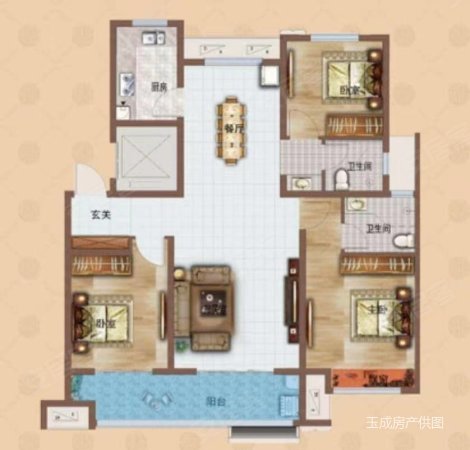 宇业天逸华府3室2厅2卫116.66㎡南北59.8万