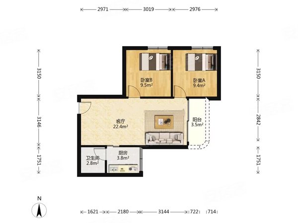 广州天河棠东棠德花苑棠德花园南向两房一厅出租房源真实图片