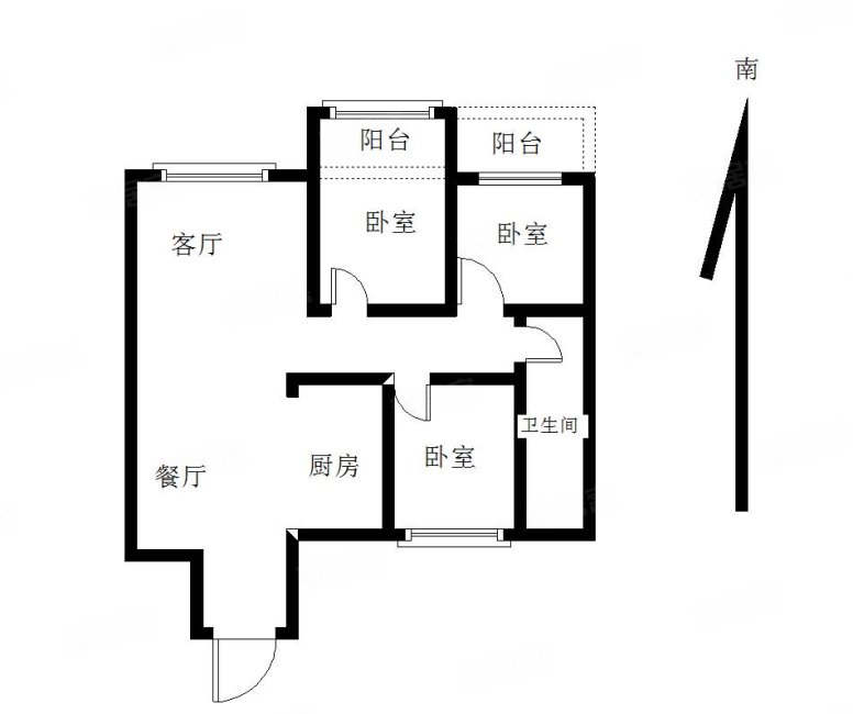 幸福小镇3室2厅1卫110㎡南北58万