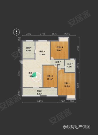 致远翡翠传奇3室2厅2卫128.71㎡南75万