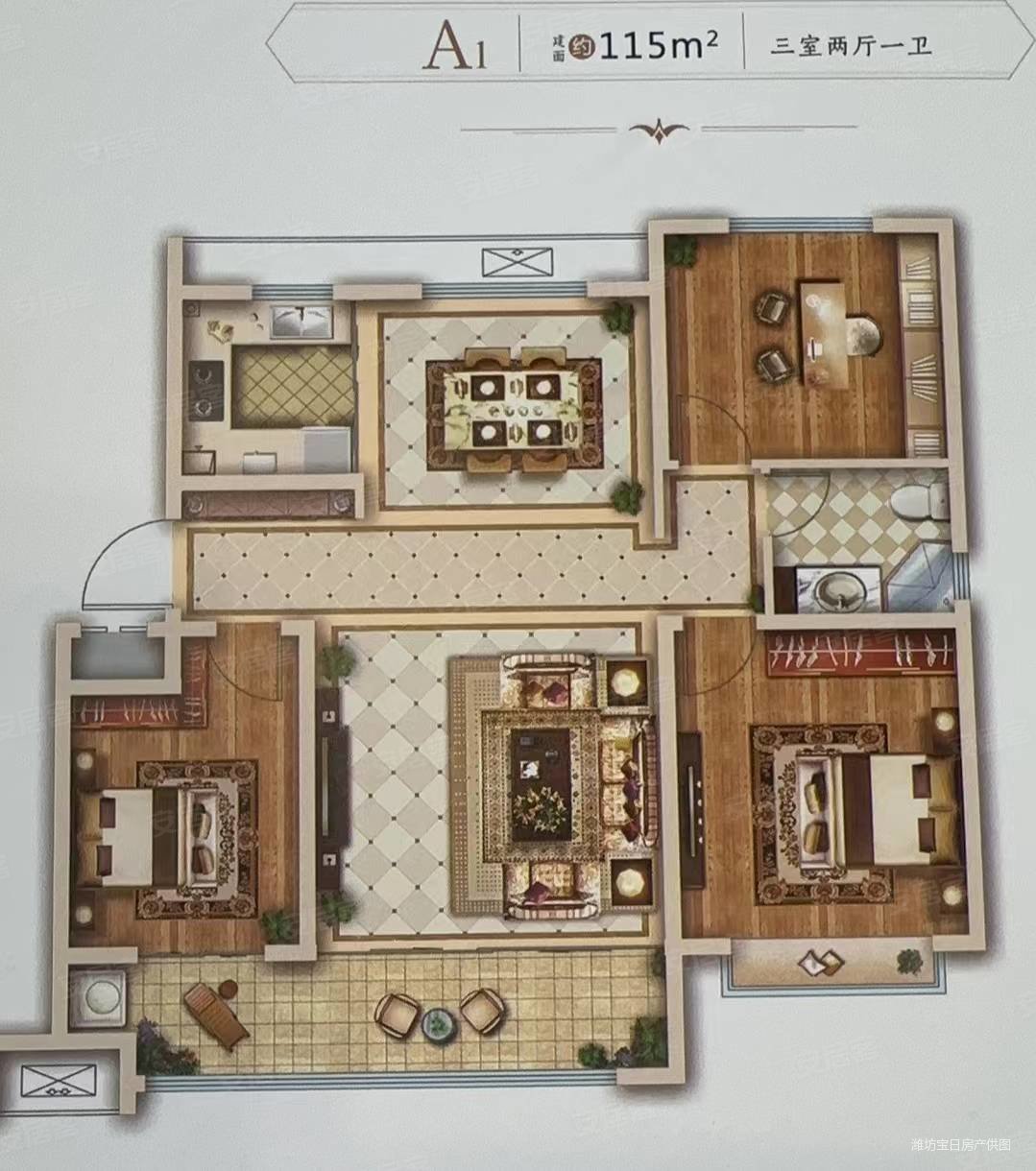 锦安悦府3室2厅2卫122㎡南北66.8万
