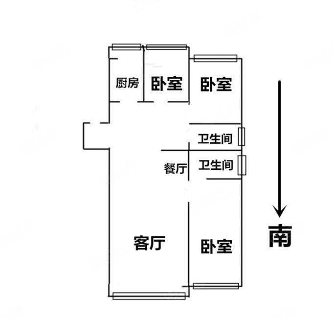 行宫南区3室2厅2卫100.66㎡南北189万