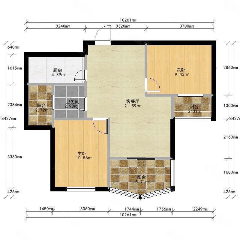 东方帕堤欧(公寓住宅)2室2厅1卫87.61㎡南410万