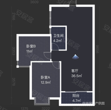 水晶城2室2厅1卫88.17㎡南北145万