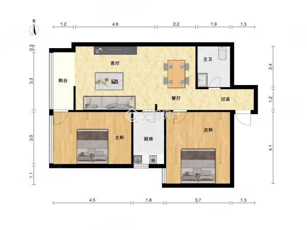 建工时代2室2厅1卫97.7㎡西112万