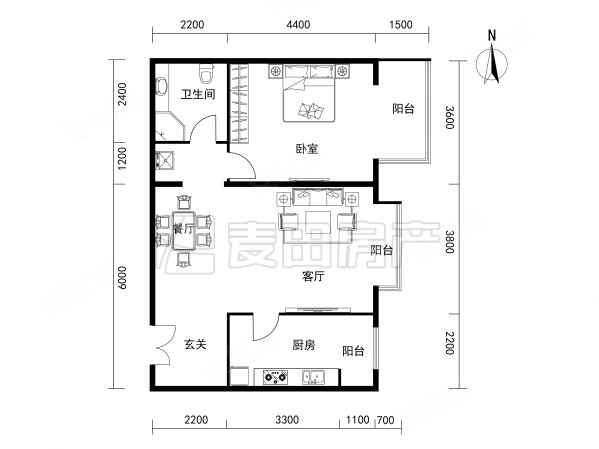 首开国风北京1室2厅1卫77.58㎡东680万