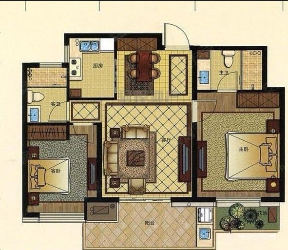 北狮大金都夏宫82平2室2厅全新精装修电梯房随时看房