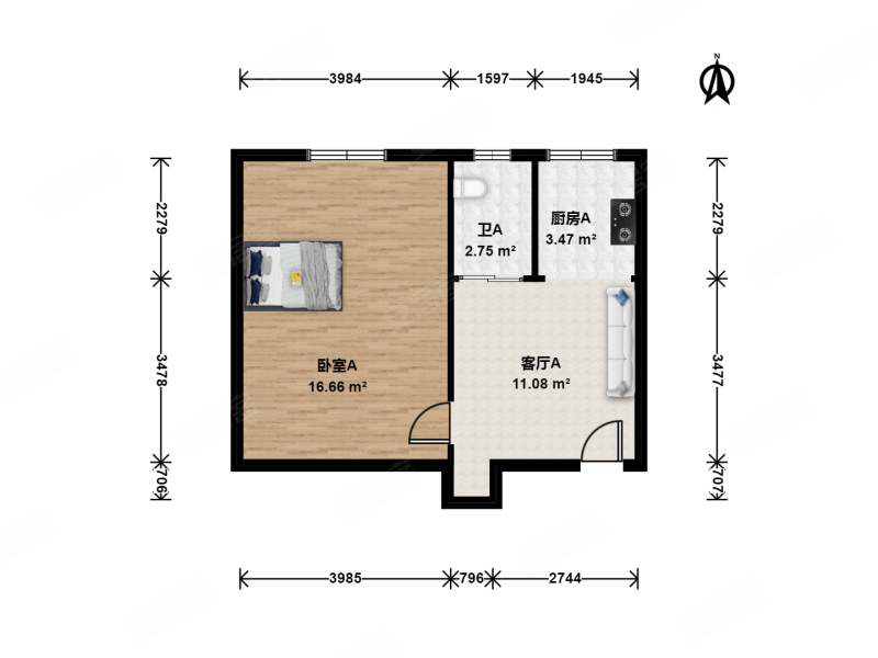 东直门南大街小区1室1厅1卫41.83㎡北410万