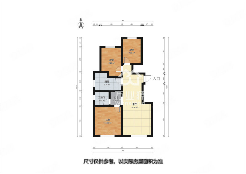 万科金域国际C区3室1厅1卫92㎡南北92万