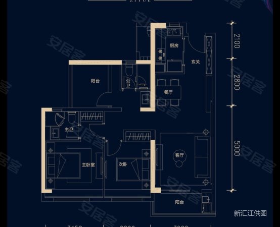 大华紫悦府3室2厅2卫99.3㎡西南272万